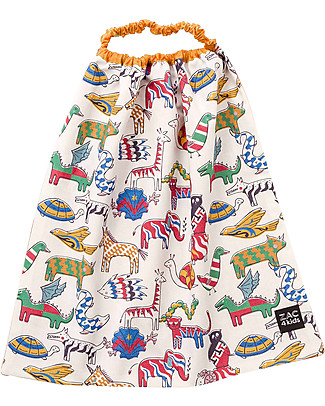 Zac 4 Kids Bavaglino con Elastico Collezione Palio, Jungle Ocra - 100% Cotone (Perfetto per l'Asilo) Bavagli con Elastico