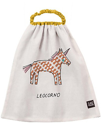 Zac 4 Kids Bavaglino con Elastico Collezione Palio, Ocra con Leocorno - 100% Cotone (Perfetto per l'Asilo) Bavagli con Elastico