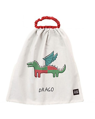 Zac 4 Kids Bavaglino con Elastico Collezione Palio, Rosso con Drago - 100% Cotone (Perfetto per l'Asilo) Bavagli con Elastico