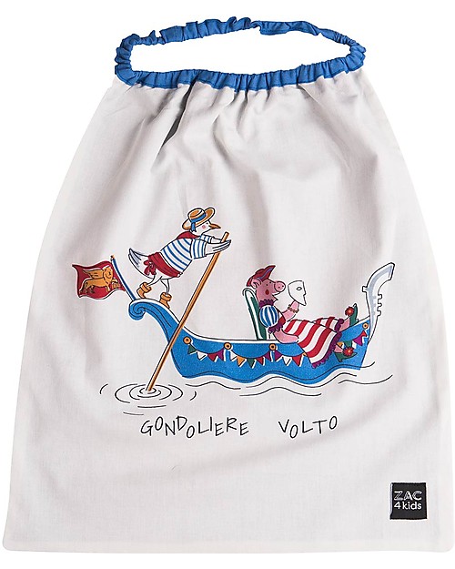 Zac 4 Kids Bavaglino con Elastico - Collezione Venezia, Cobalto/Gondoliere e Volto - 100% Cotone (Perfetto per l'Asilo) Bavagli con Elastico