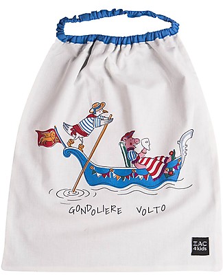Zac 4 Kids Bavaglino con Elastico - Collezione Venezia, Cobalto/Gondoliere e Volto - 100% Cotone (Perfetto per l'Asilo) Bavagli con Elastico