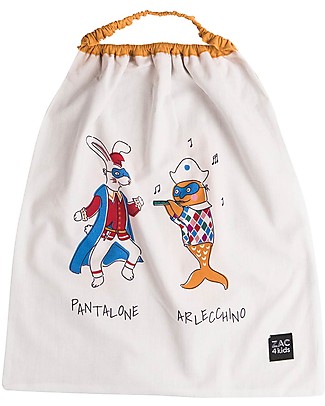 Zac 4 Kids Bavaglino con Elastico, Collezione Venezia, Giallo Zafferano/Pantalone e Arlecchino - 100% Cotone (Perfetto per l'Asilo) Bavagli Con Elastico