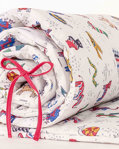 Zac 4 Kids Paracolpi imbottito per Lettino Collezione Palio, Stampa Iconic - 100% Cotone Paracolpi