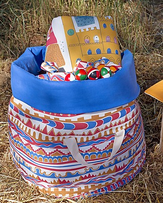 Zac 4 Kids Sacco Portagiochi Collezione Palio, Stripes con Interno Blu, Made in Italy - 100% Cotone Contenitori Porta Giochi