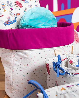 Zac 4 Kids Sacco Portagiochi Collezione Venezia - Magenta/Confetti - Made in Italy - 100% Cotone Contenitori Porta Giochi