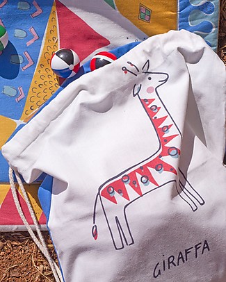 Zac 4 Kids Zainetto Morbido Portrait Collezione Palio, Rosso con Giraffa - Perfetto per l'Asilo! Zaini Asilo
