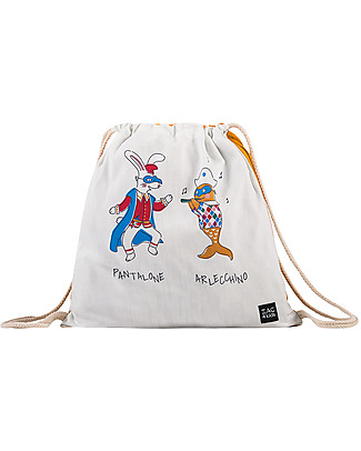Zac 4 Kids Zainetto Morbido Portrait - Collezione Venezia, Giallo Zafferano/Pantalone e Arlecchino - Perfetto per l'Asilo Zainetti