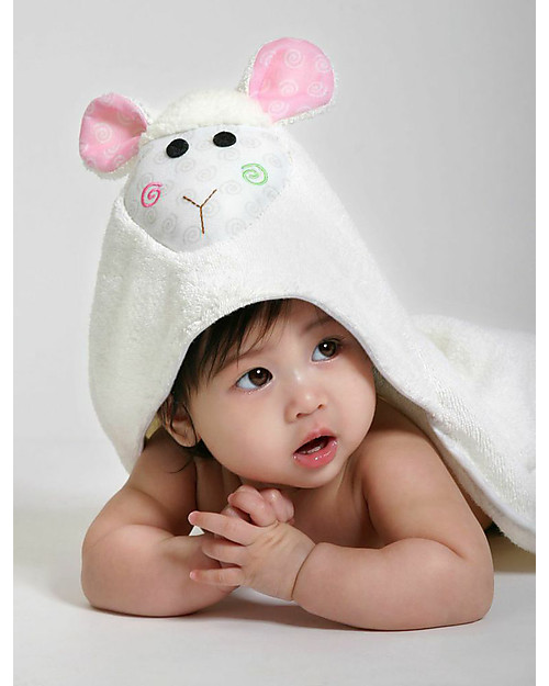 Zoocchini Asciugamano Baby con Cappuccio, Lola l'Agnellino - 100% cotone Accappatoi e Asciugamani