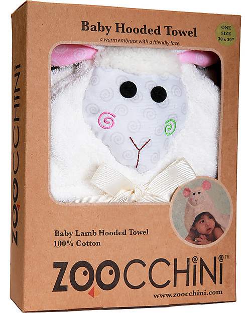 Zoocchini Asciugamano Baby con Cappuccio, Lola l'Agnellino - 100% cotone Accappatoi e Asciugamani