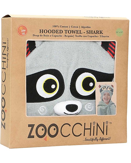 Zoocchini Asciugamano Bimbi con Cappuccio - Procione - 100% cotone Accappatoi e Asciugamani