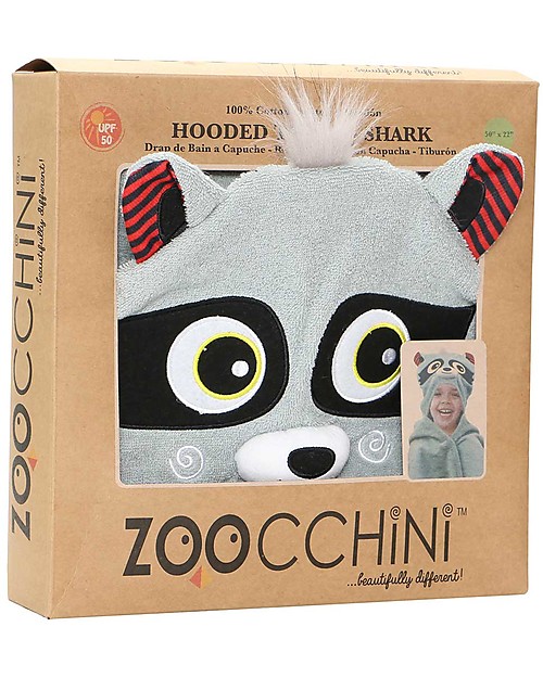 Zoocchini Asciugamano Bimbi con Cappuccio - Procione - 100% cotone Accappatoi e Asciugamani