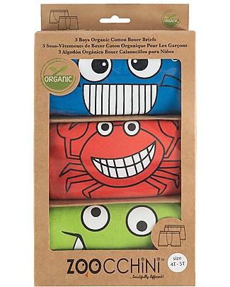 Zoocchini Boxer Bimbo Amici Dentoni - Pacco da 3, 100% cotone bio Mutandine da Apprendimento