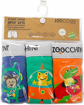 Zoocchini Boxer Bimbo - Space Force - Pacco da 3 - 100% Cotone Bio Mutandine da Apprendimento