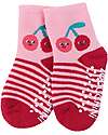 Zoocchini Calzini Antiscivolo Grip+Easy Ciliegie - Pacco da 3 - 0-24 mesi Calzini Antiscivolo
