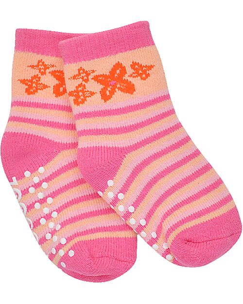 Zoocchini Calzini Antiscivolo Grip+Easy Franny il Fenicottero - Pacco da 3 - 0-24 mesi Calzini Antiscivolo