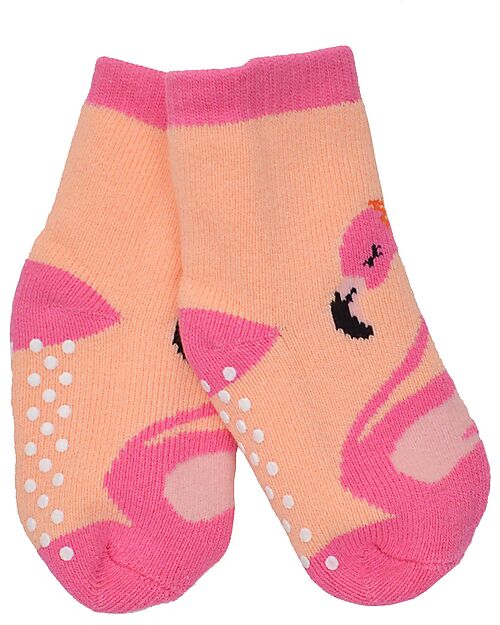Zoocchini Calzini Antiscivolo Grip+Easy Franny il Fenicottero - Pacco da 3 - 0-24 mesi Calzini Antiscivolo