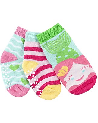 Zoocchini Calzini Antiscivolo Grip+Easy Marietta la Sirenetta, Pacco da 3 - 0-24 mesi Calzini