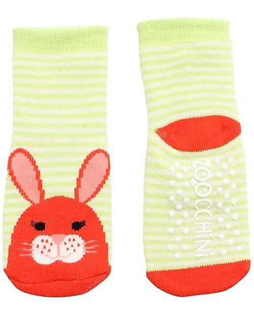 Zoocchini Calzini Antiscivolo Grip+Easy, Pacco da 3 - Bella la Coniglietta Calzini Antiscivolo