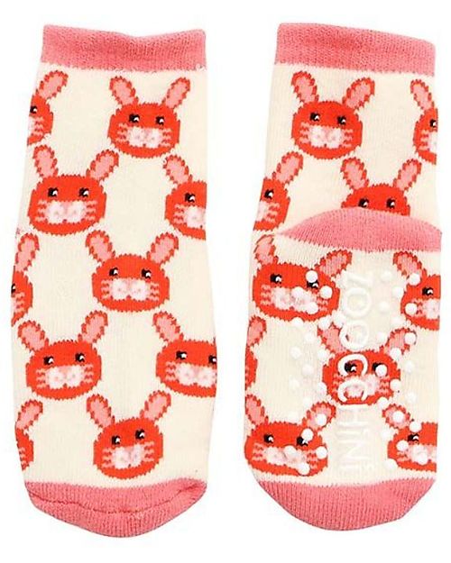 Zoocchini Calzini Antiscivolo Grip+Easy, Pacco da 3 - Bella la Coniglietta Calzini Antiscivolo