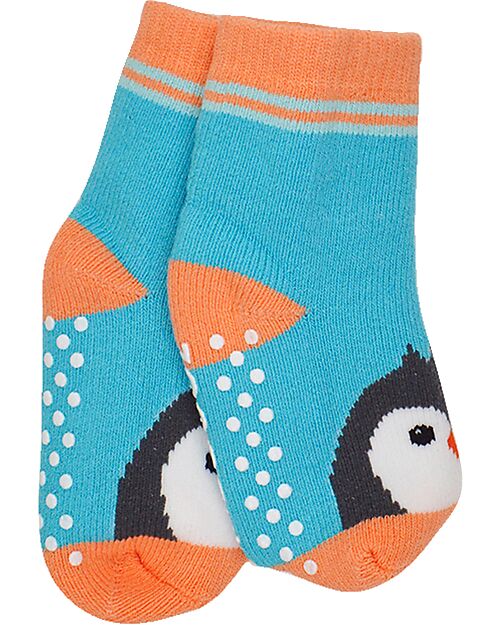 Zoocchini Calzini Antiscivolo Grip+Easy Parker il Pinguino - Pacco da 3 - 0-24 mesi Calzini Antiscivolo