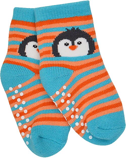 Zoocchini Calzini Antiscivolo Grip+Easy Parker il Pinguino - Pacco da 3 - 0-24 mesi Calzini Antiscivolo