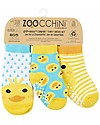 Zoocchini Calzini Antiscivolo Grip+Easy Puddles l'Anatroccolo, Pacco da 3 - 0-24 mesi Calzini Antiscivolo
