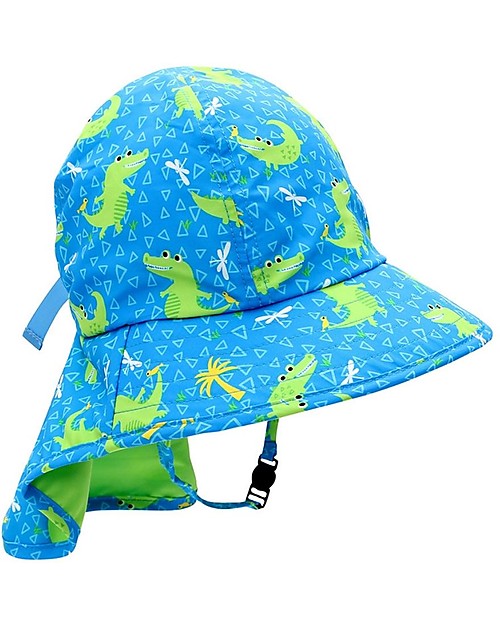 Zoocchini Cappellino Estivo con Falda Lunga Protettiva - UPF 50+ - Aidan l'Alligatore Cappelli Estivi