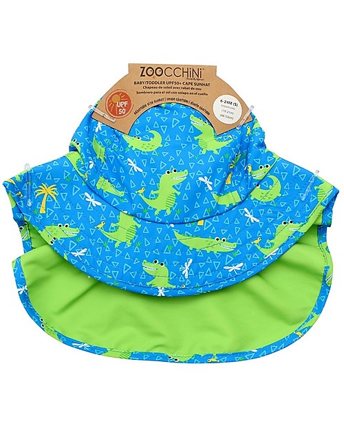 Zoocchini Cappellino Estivo con Falda Lunga Protettiva - UPF 50+ - Aidan l'Alligatore Cappelli Estivi