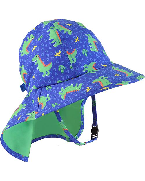 Zoocchini Cappellino Estivo con Falda Lunga Protettiva - UPF 50+ - Devin il Dinosauro Cappelli Estivi