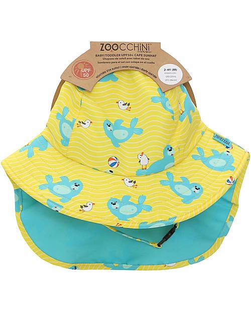 Zoocchini Cappellino Estivo con Falda Lunga Protettiva - UPF 50+ - Foca  Cappelli Estivi