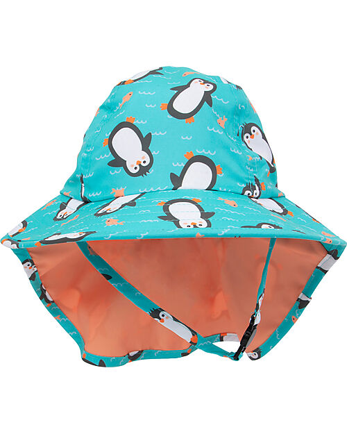 Zoocchini Cappellino Estivo con Falda Lunga Protettiva - UPF 50+ - Parker il Pinguino Cappelli Estivi
