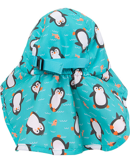 Zoocchini Cappellino Estivo con Falda Lunga Protettiva - UPF 50+ - Parker il Pinguino Cappelli Estivi