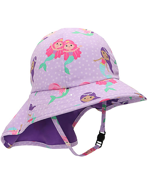 Zoocchini Cappellino Estivo con Falda Lunga Protettiva - UPF 50+ - Sirenetta Cappelli Estivi