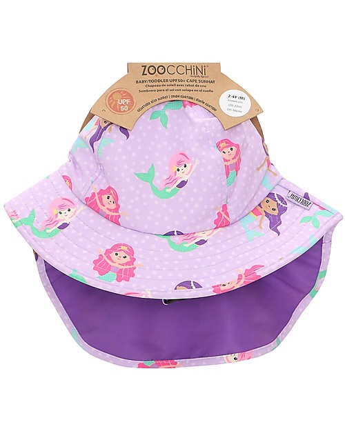 Zoocchini Cappellino Estivo con Falda Lunga Protettiva - UPF 50+ - Sirenetta Cappelli Estivi