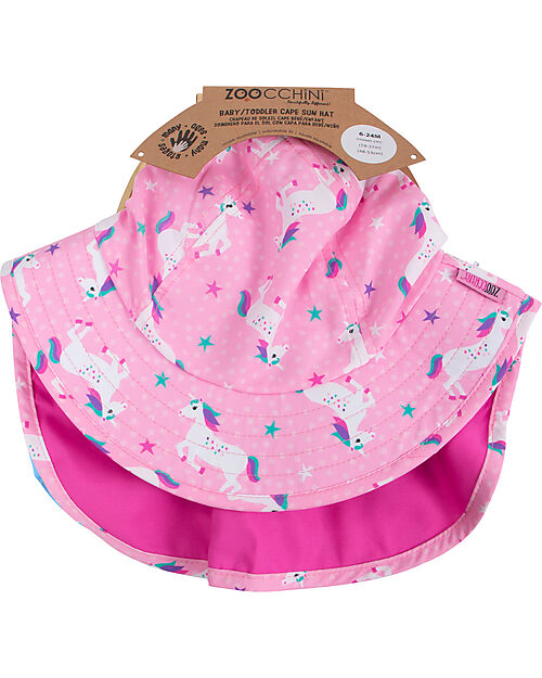 Zoocchini Cappellino Estivo con Falda Lunga Protettiva - UPF 50+ - Una l'Unicorno Cappelli Estivi