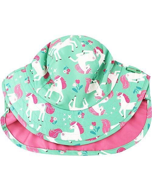 Zoocchini Cappellino Estivo con Falda Lunga Protettiva - UPF 50+ - Unity l'Unicorno Cappelli Estivi