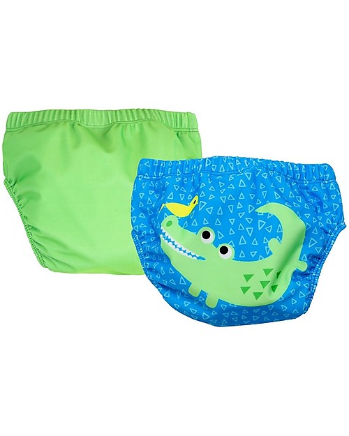 Zoocchini Costumino Contenitivo - Aidan l'Alligatore - Pacco da 2 Costumi Contenitivi