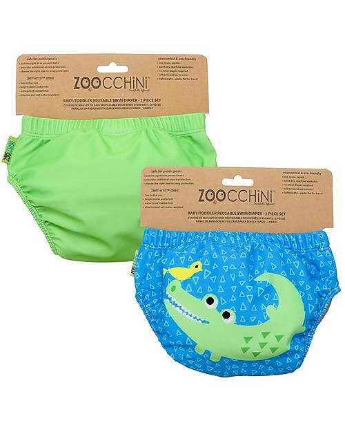 Zoocchini Costumino Contenitivo - Aidan l'Alligatore - Pacco da 2 Costumi Contenitivi