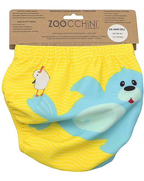 Zoocchini Costumino Contenitivo - Foca - Pacco da 2 Costumi Contenitivi