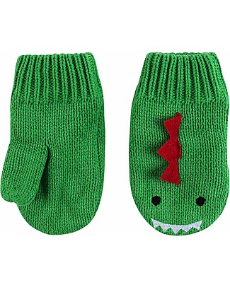 Zoocchini Guanti Baby Knit Mittens, Devin il Dinosauro - Rivestiti in Caldo Pile! Guanti