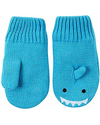 Zoocchini Guanti Baby Knit Mittens, Sherman lo Squalo - Rivestiti in Caldo Pile! Guanti e Muffole