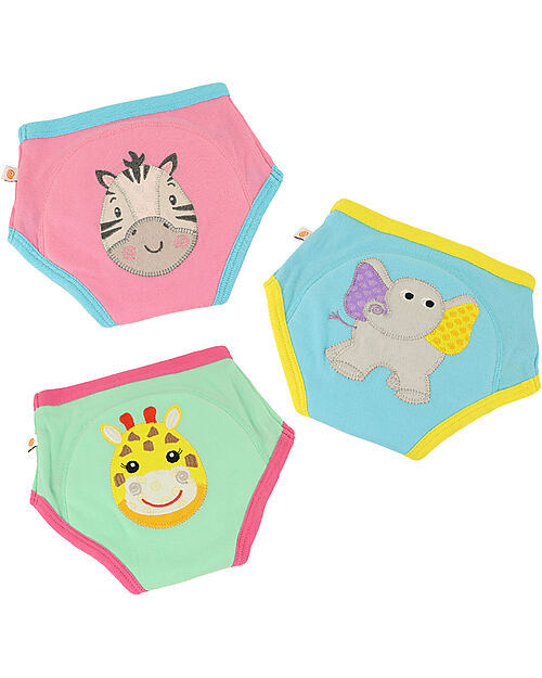 Zoocchini Mutandine Imbottite da Apprendimento - Amici dello Zoo - Bimba - Pacco da 3 - 100% Cotone organico Slip