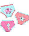 Zoocchini Mutandine Imbottite da Apprendimento - Amici dell'Oceano - Bimba - Pacco da 3 - 100% Cotone Bio Slip