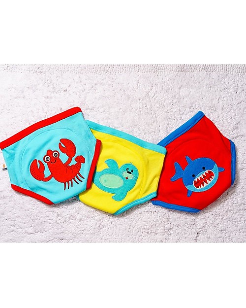 Zoocchini Mutandine Imbottite da Apprendimento - Amici dell'Oceano - Bimbo - Pacco da 3 - 100% Cotone Bio Slip