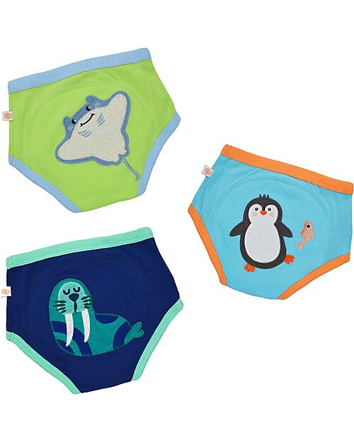 Zoocchini Mutandine Imbottite da Apprendimento Equipaggio di Mare, Bimbo - Pacco da 3 - 100% cotone bio Slip