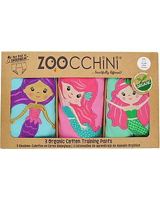 Zoocchini Mutandine Imbottite da Apprendimento Sirene, Bimba - Pacco da 3 - 100% cotone bio Slip