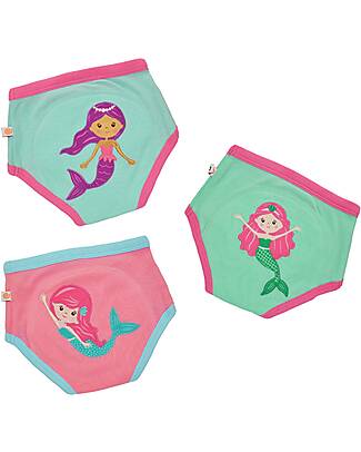 Zoocchini Mutandine Imbottite da Apprendimento Sirene, Bimba - Pacco da 3 - 100% cotone bio Slip
