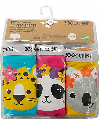 Zoocchini Mutandine Pantaloncino Bimba - Flower Power - Pacco da 3 - 100% Cotone Bio Mutandine da Apprendimento