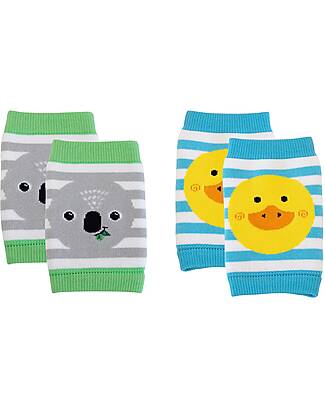 Zoocchini Pacco da 2 Ginocchiere Antiscivolo per Gattonare - Kai il Koala e Puddles l'Anatra - Cotone Calzini Antiscivolo