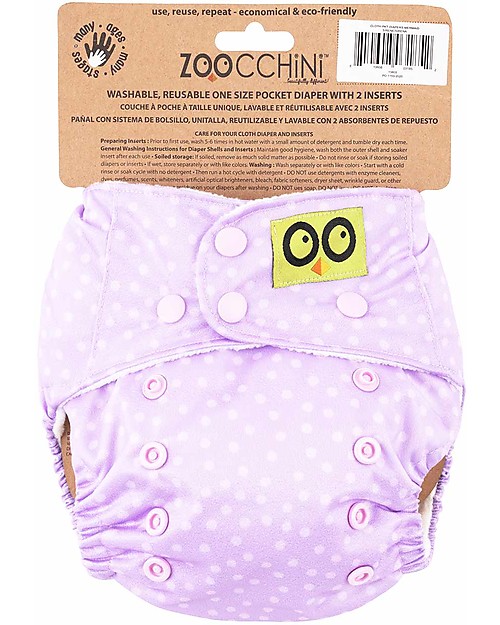 Zoocchini Pannolino Lavabile - Sirenetta - 2 Inserti Assorbenti Inclusi - 3-16 kg Pannolini Lavabili